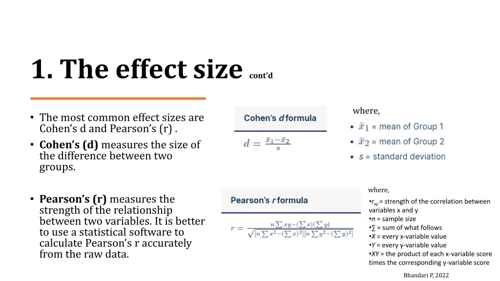 1 the effect size cont d