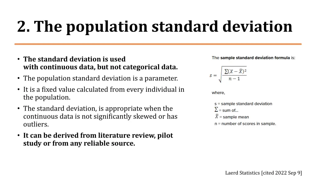 2 the population standard deviation