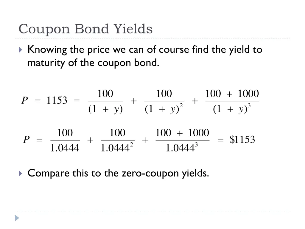 coupon bond yields