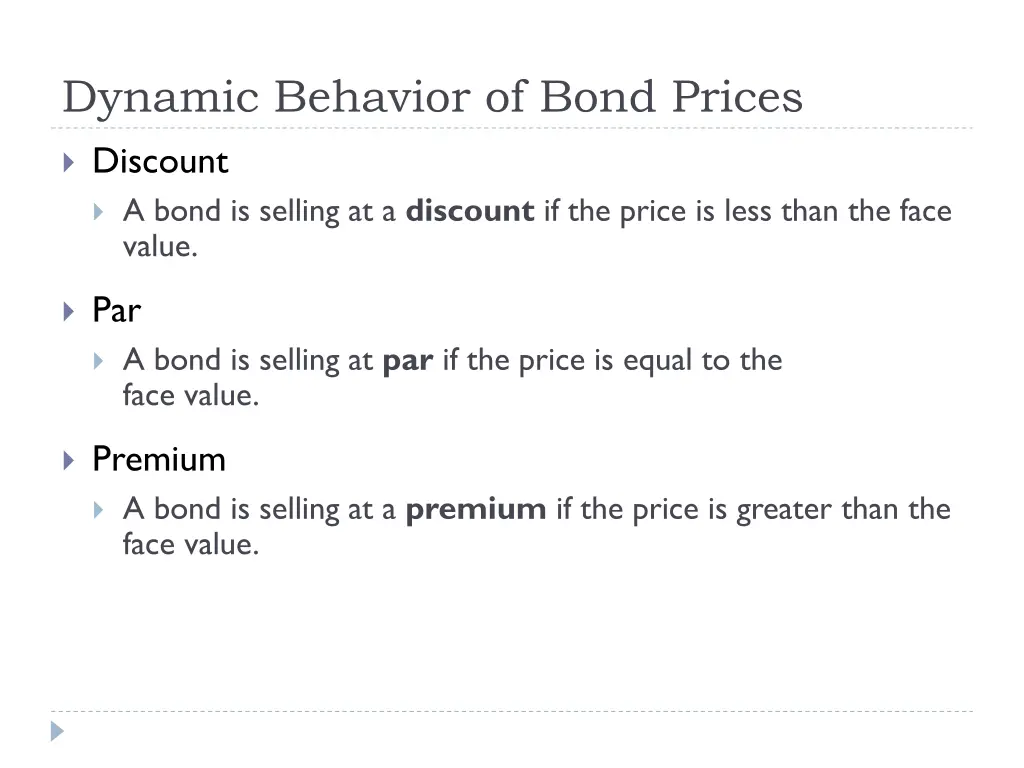 dynamic behavior of bond prices