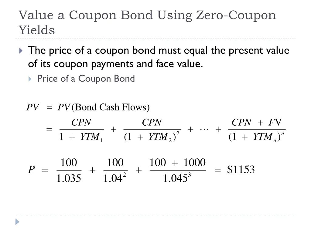 value a coupon bond using zero coupon yields