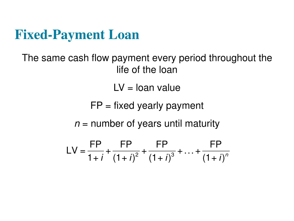 fixed payment loan