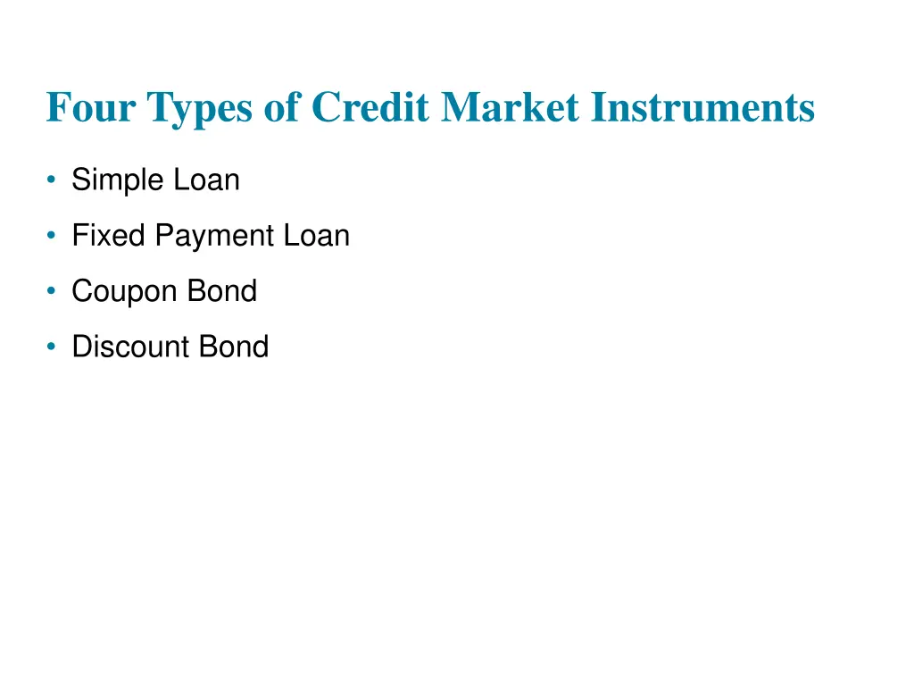 four types of credit market instruments