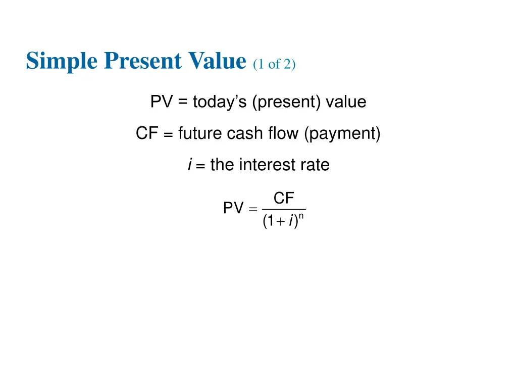 simple present value 1 of 2