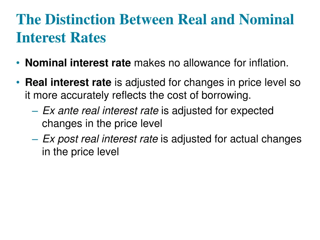 the distinction between real and nominal interest