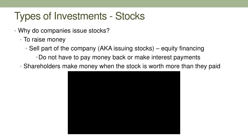 types of investments stocks 1