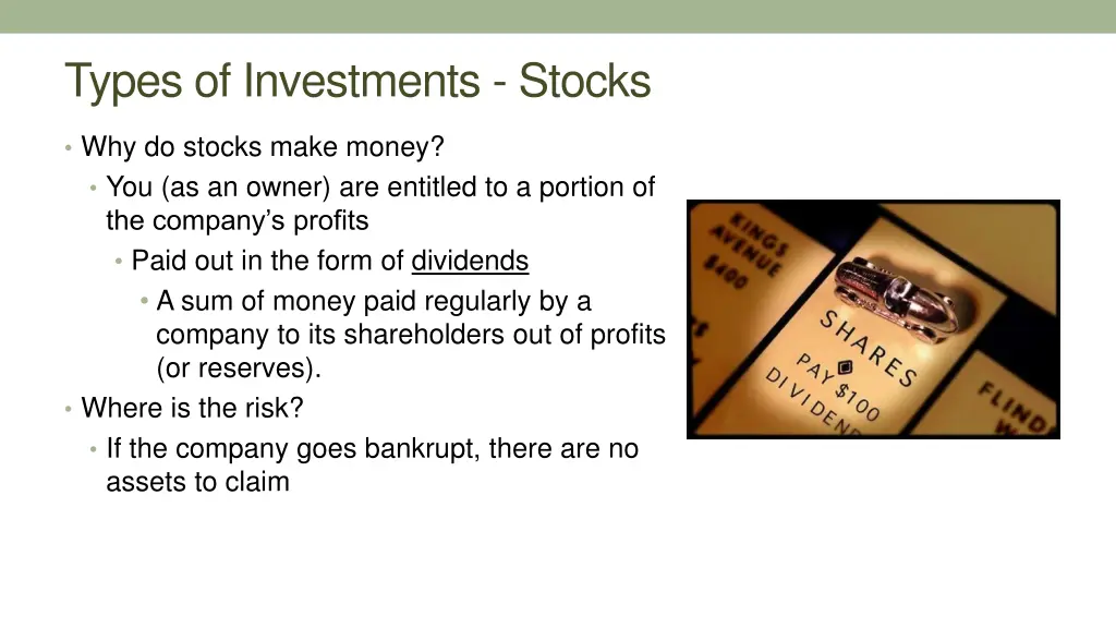 types of investments stocks 2