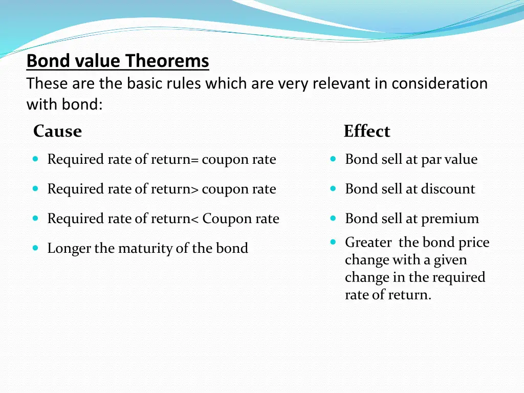 bond value theorems these are the basic rules