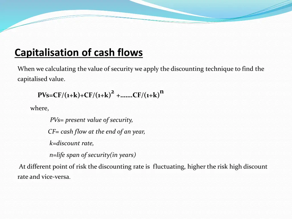 capitalisation of cash flows