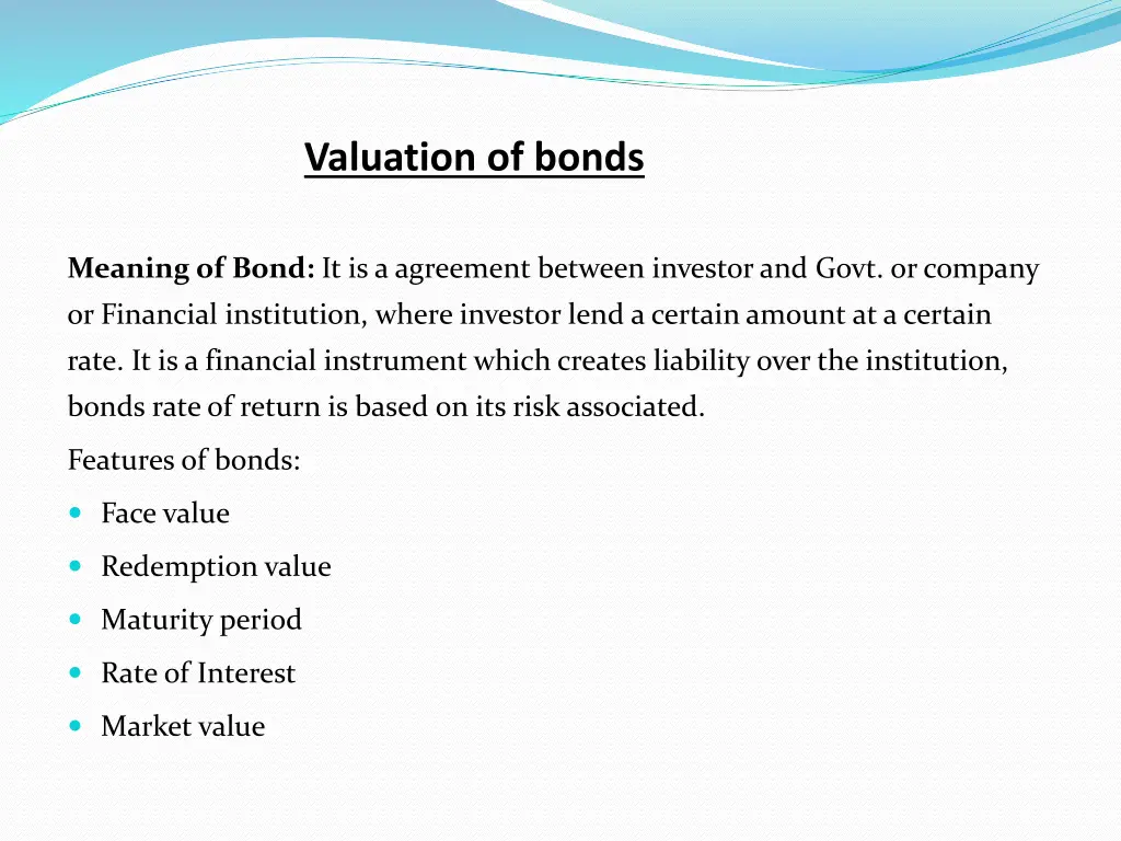 valuation of bonds