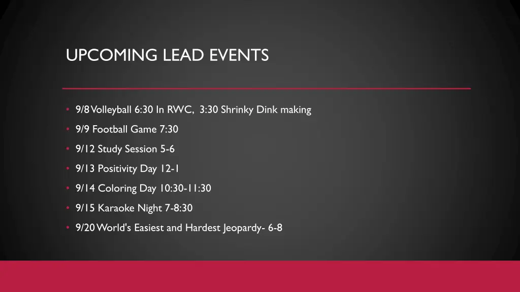 upcoming lead events