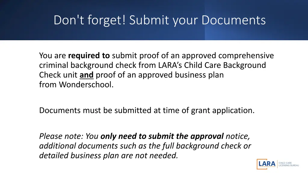 don t forget submit your documents