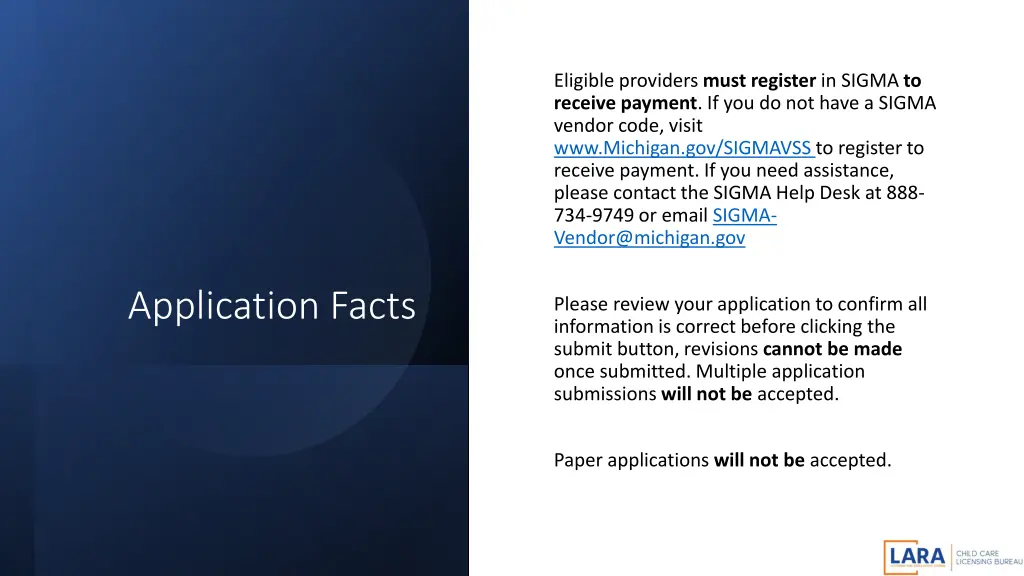 eligible providers must register in sigma