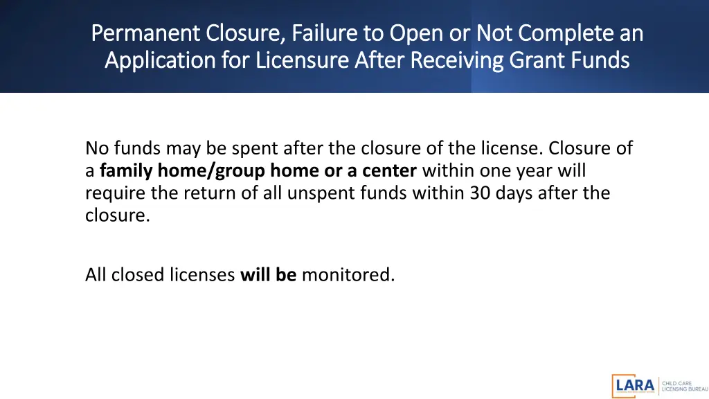 permanent closure failure to open or not complete