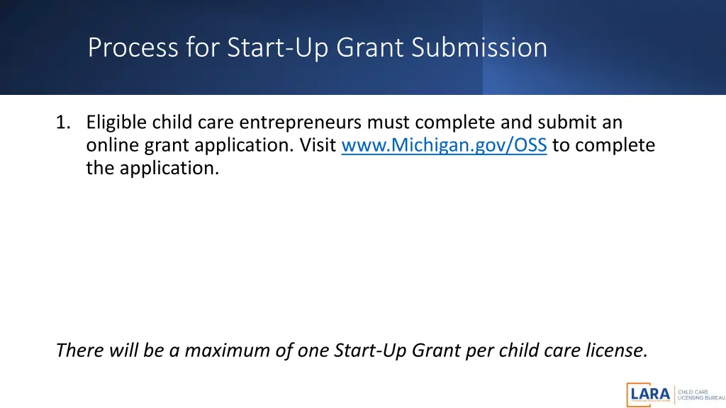 process for start up grant submission