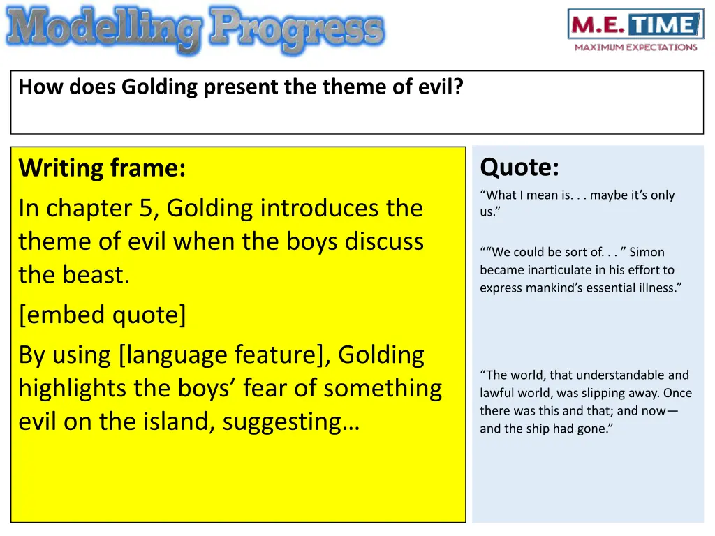 how does golding present the theme of evil