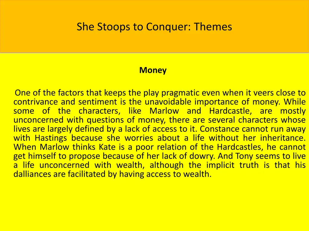 she stoops to conquer themes 1