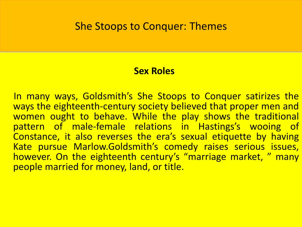 she stoops to conquer themes 9