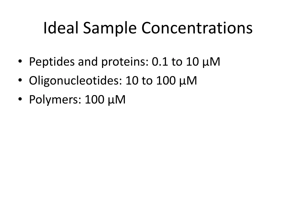 ideal sample concentrations