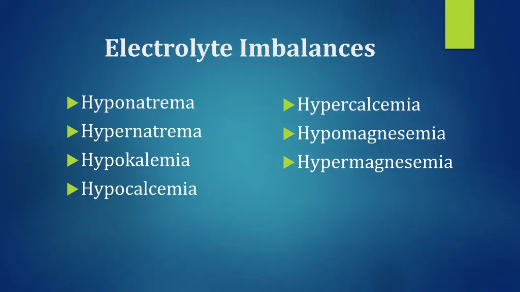 electrolyte imbalances