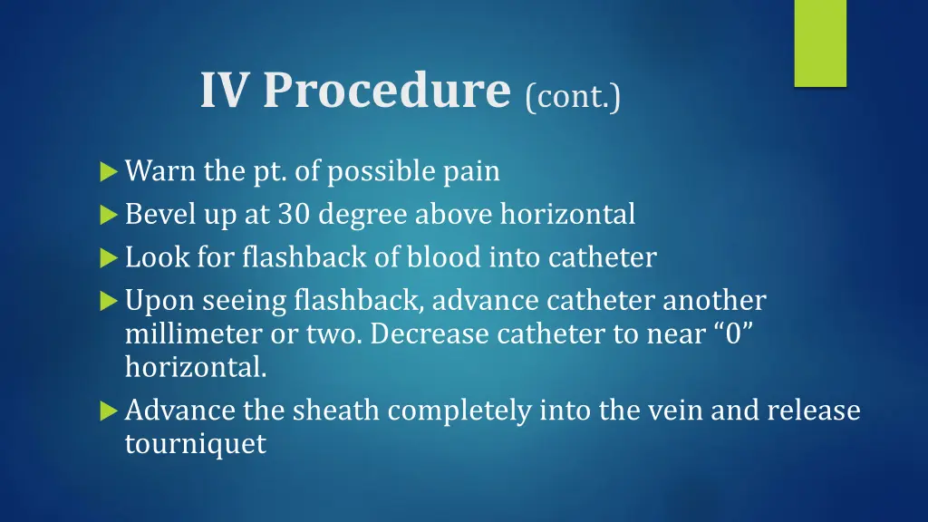 iv procedure cont