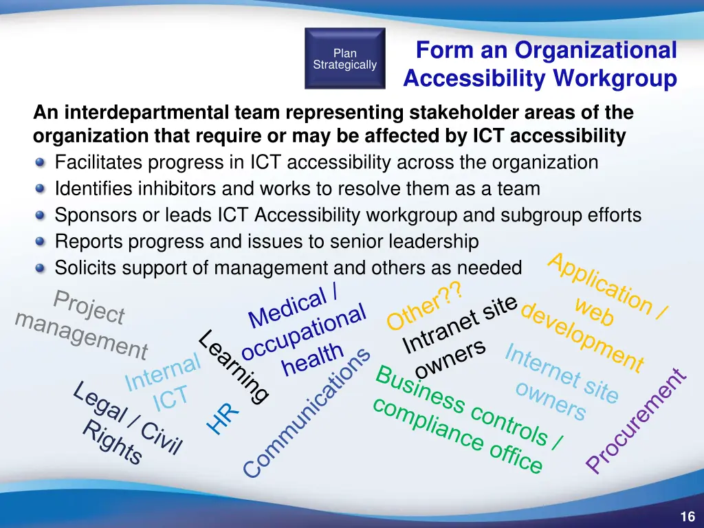 form an organizational accessibility workgroup