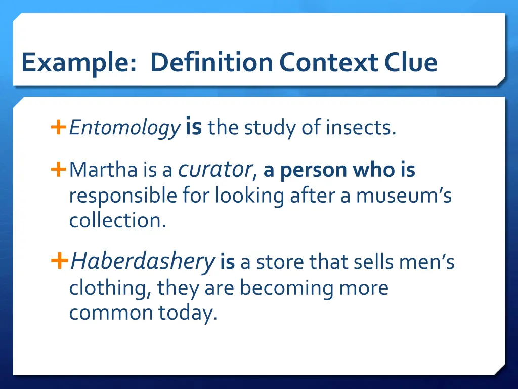 example definition context clue