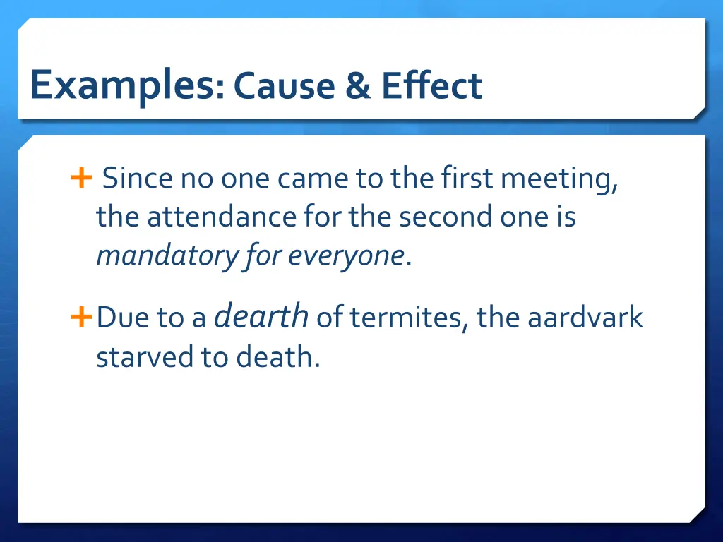 examples cause effect