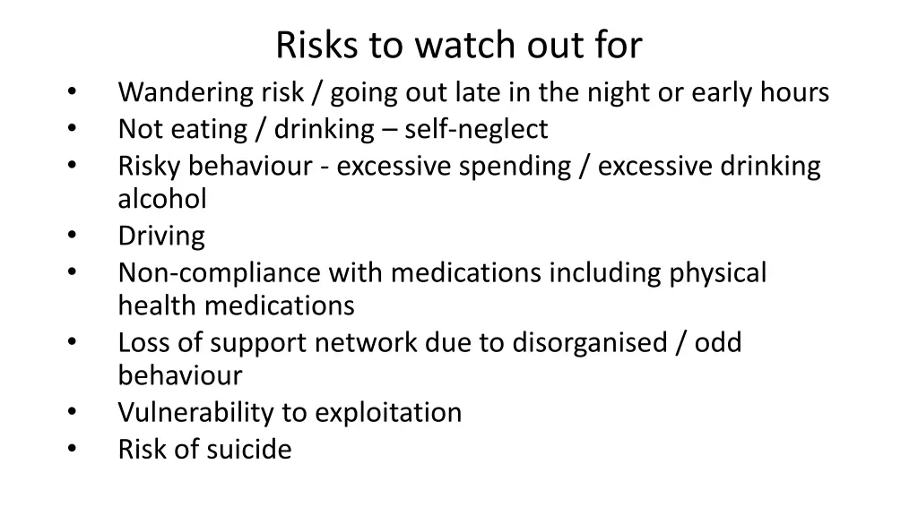 risks to watch out for wandering risk going