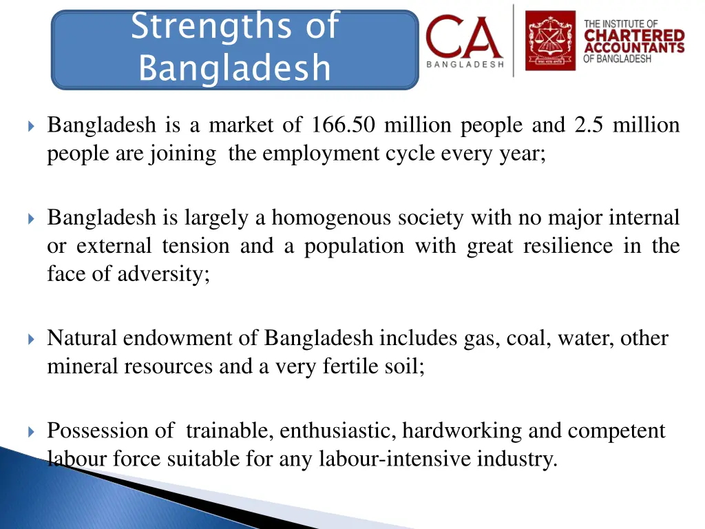 strengths of bangladesh