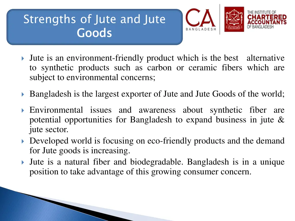 strengths of jute and jute goods