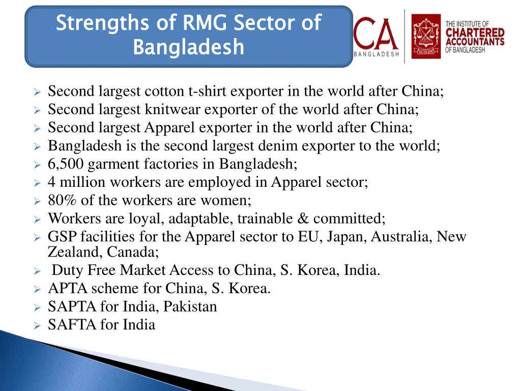 strengths of rmg sector of bangladesh