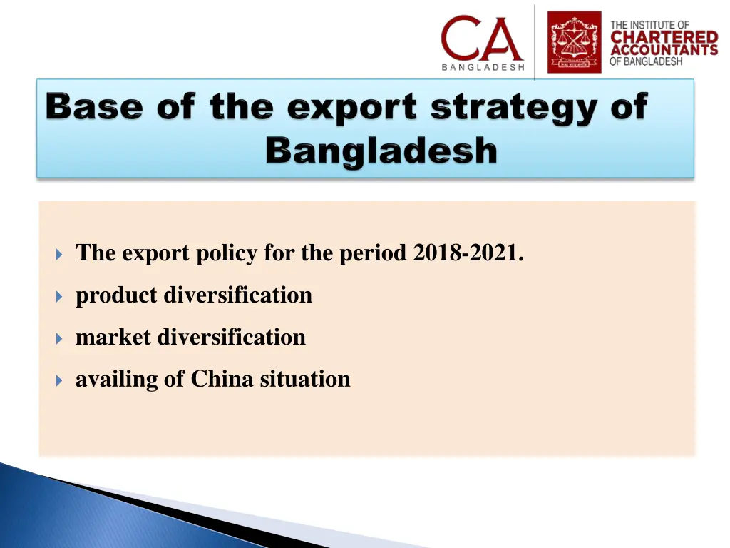 the export policy for the period 2018 2021