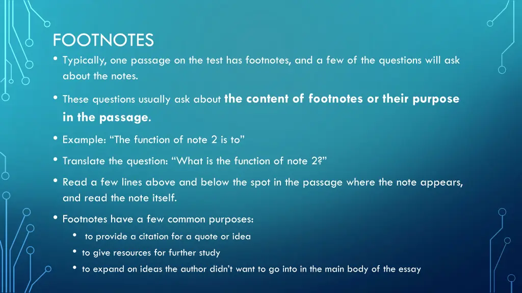 footnotes typically one passage on the test