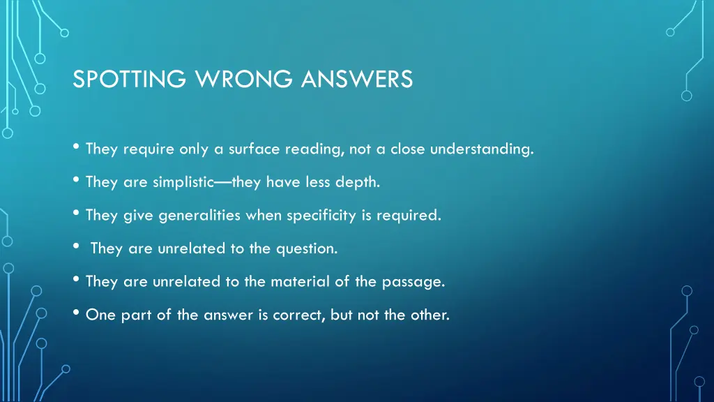 spotting wrong answers