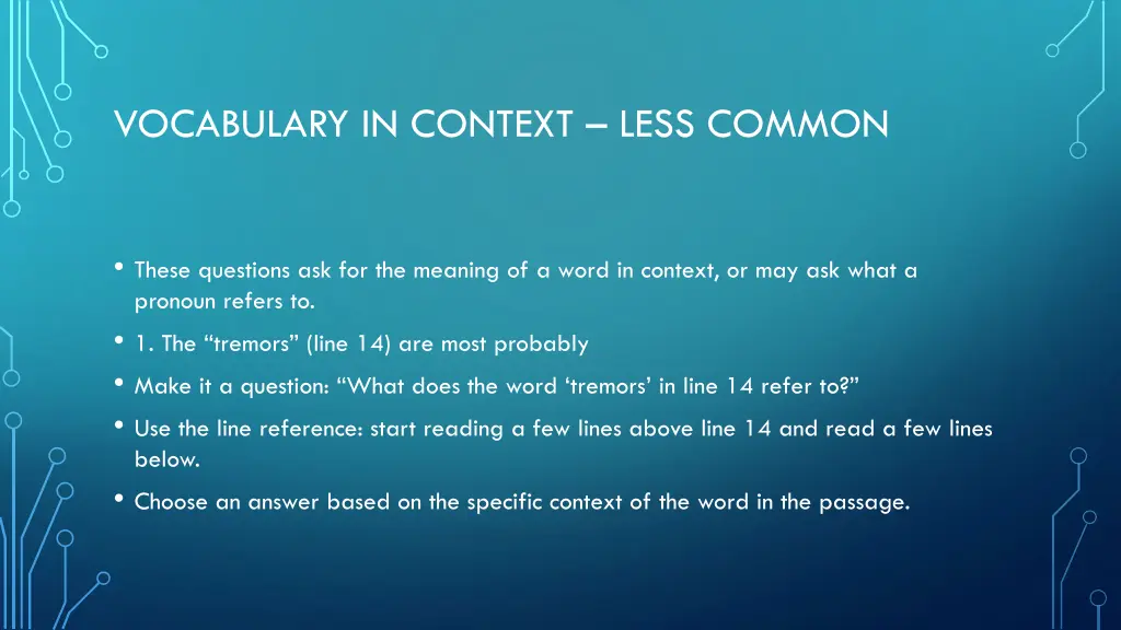 vocabulary in context less common