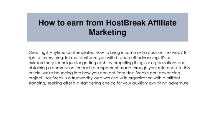 how to earn from hostbreak affiliate marketing