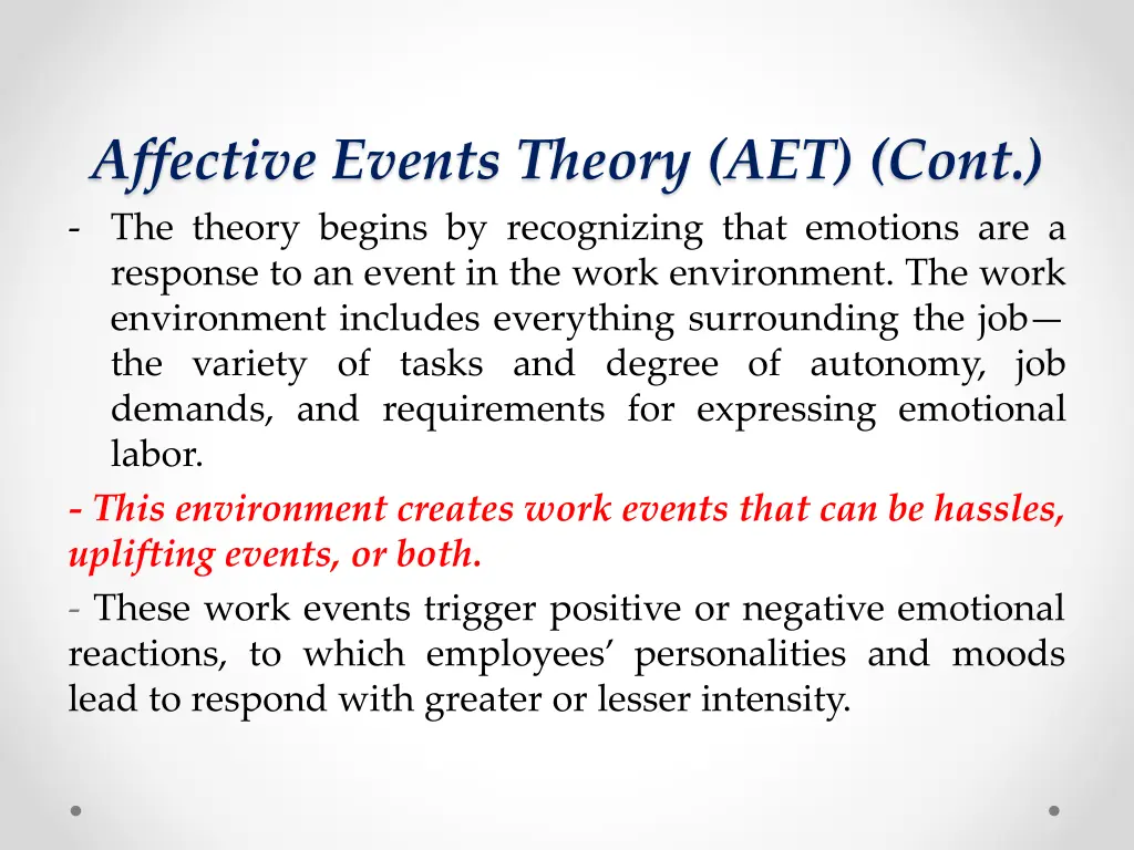 affective events theory aet cont the theory