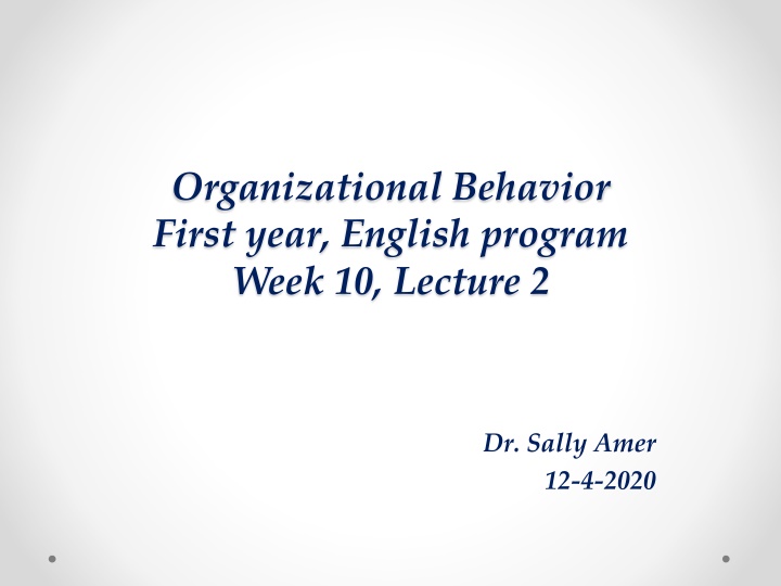 organizational behavior first year english