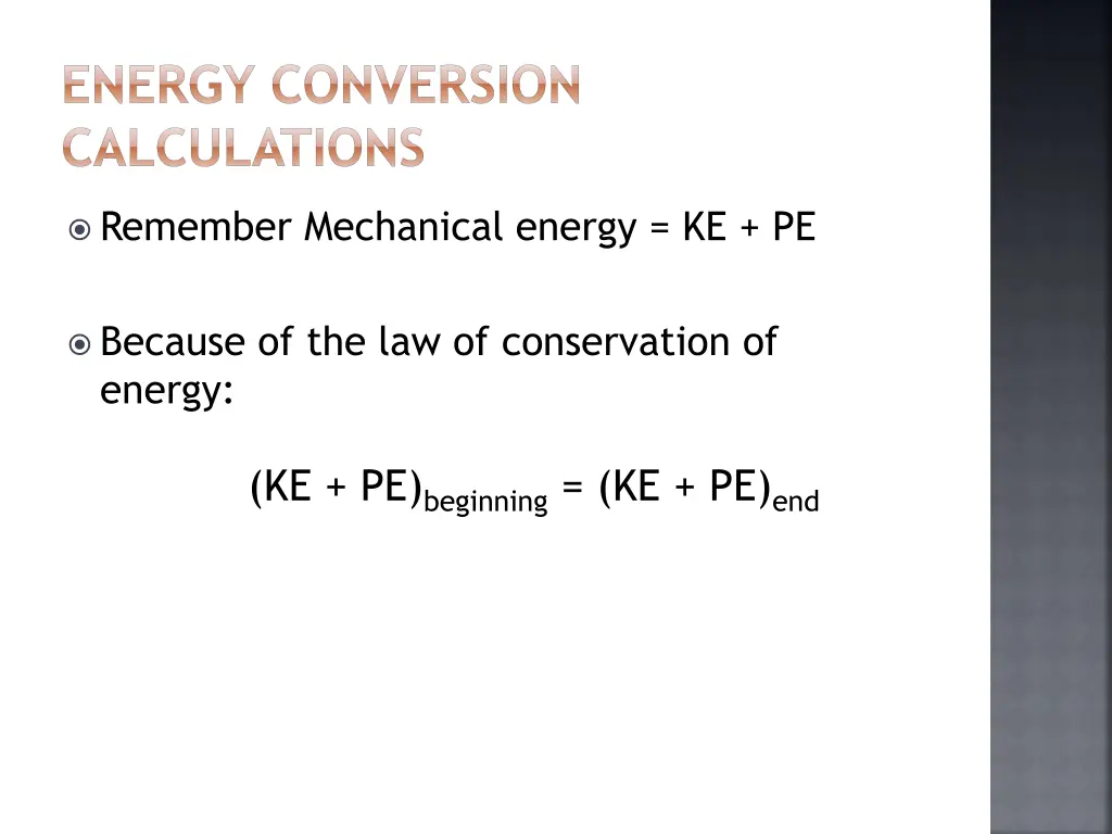 energy conversion calculations