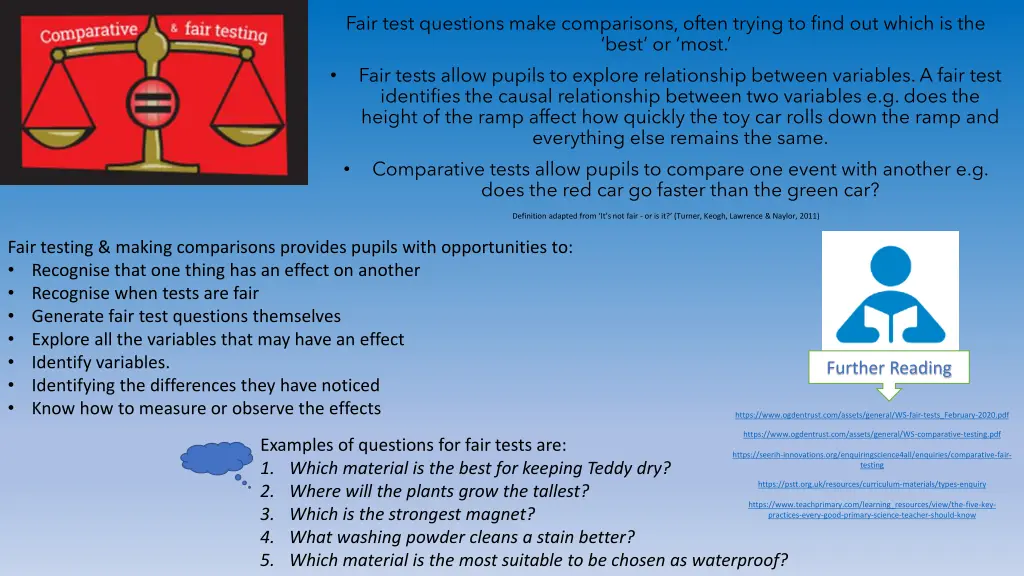 fair test questions make comparisons often trying