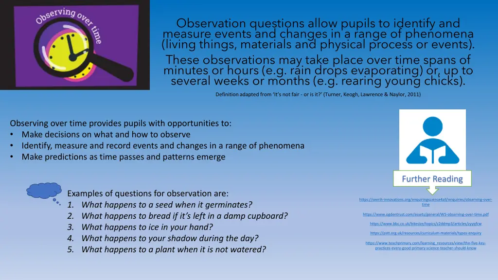 observation questions allow pupils to identify