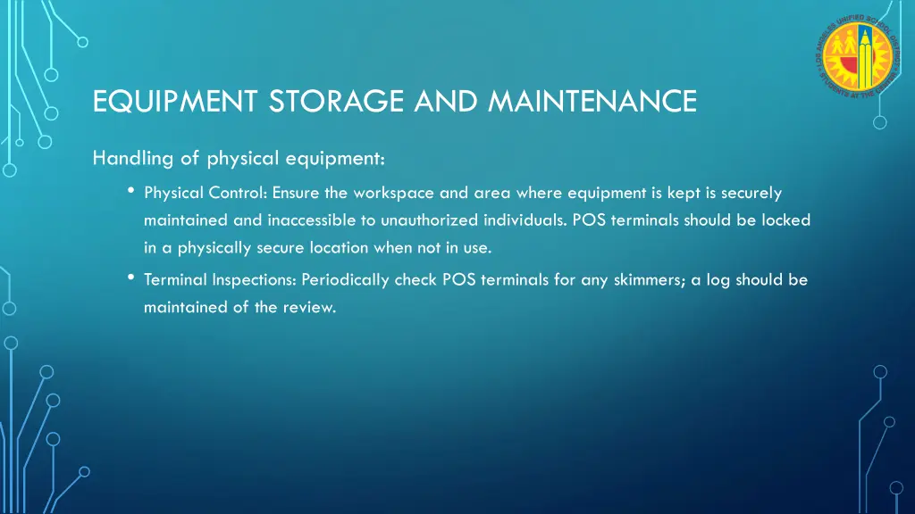 equipment storage and maintenance