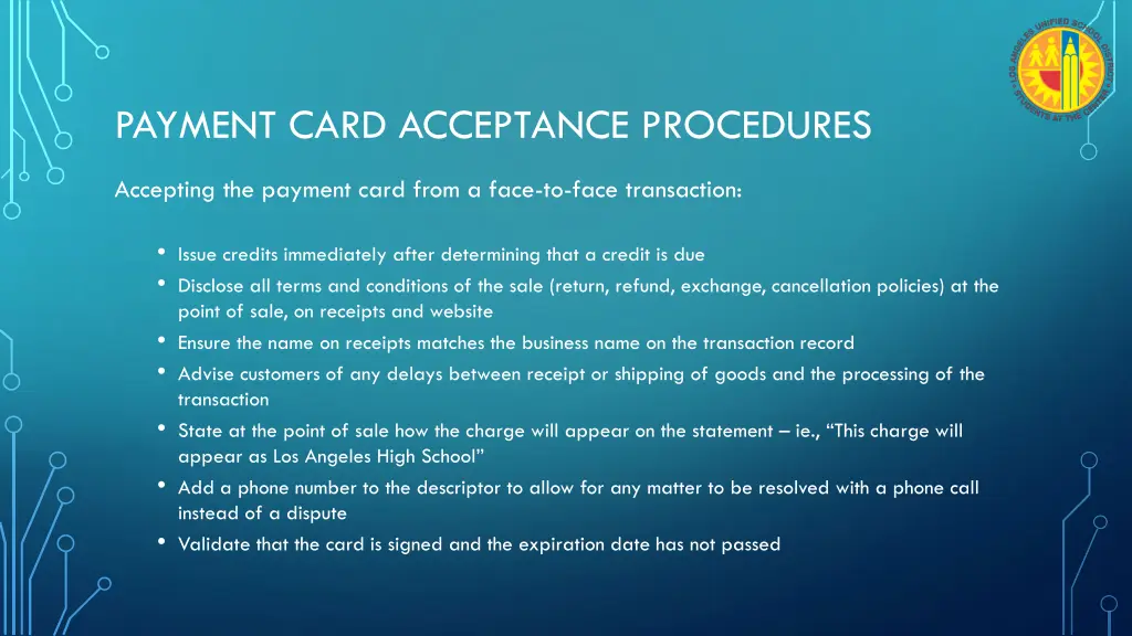 payment card acceptance procedures 1