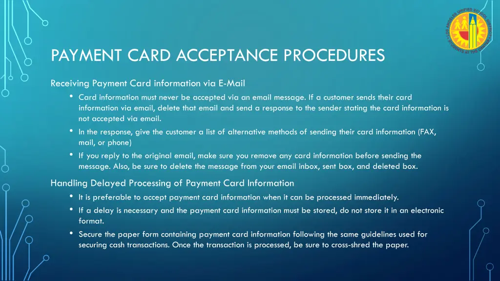 payment card acceptance procedures 4