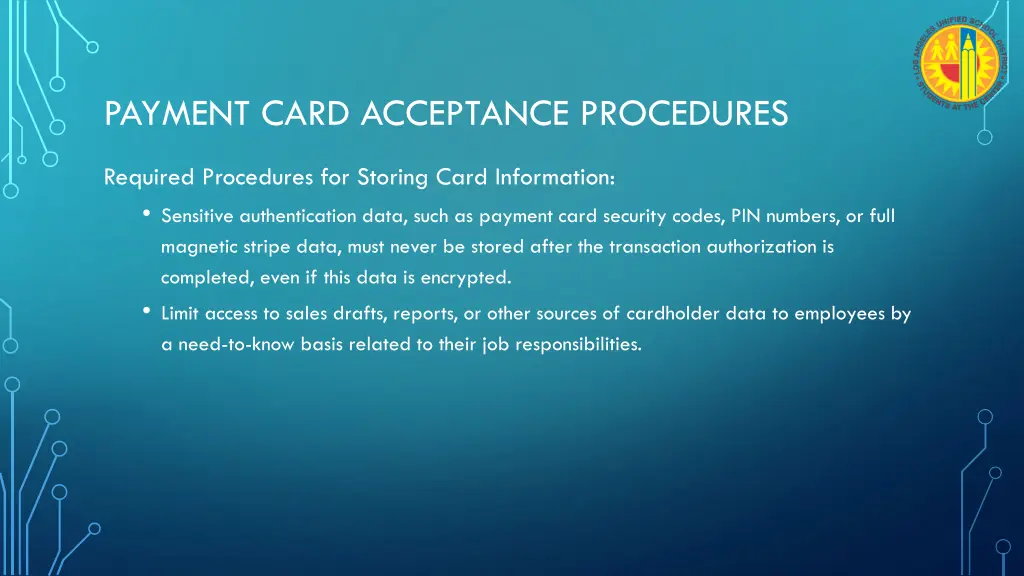 payment card acceptance procedures 5