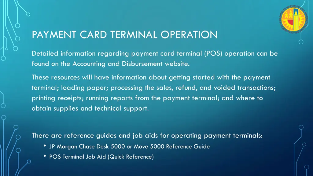 payment card terminal operation