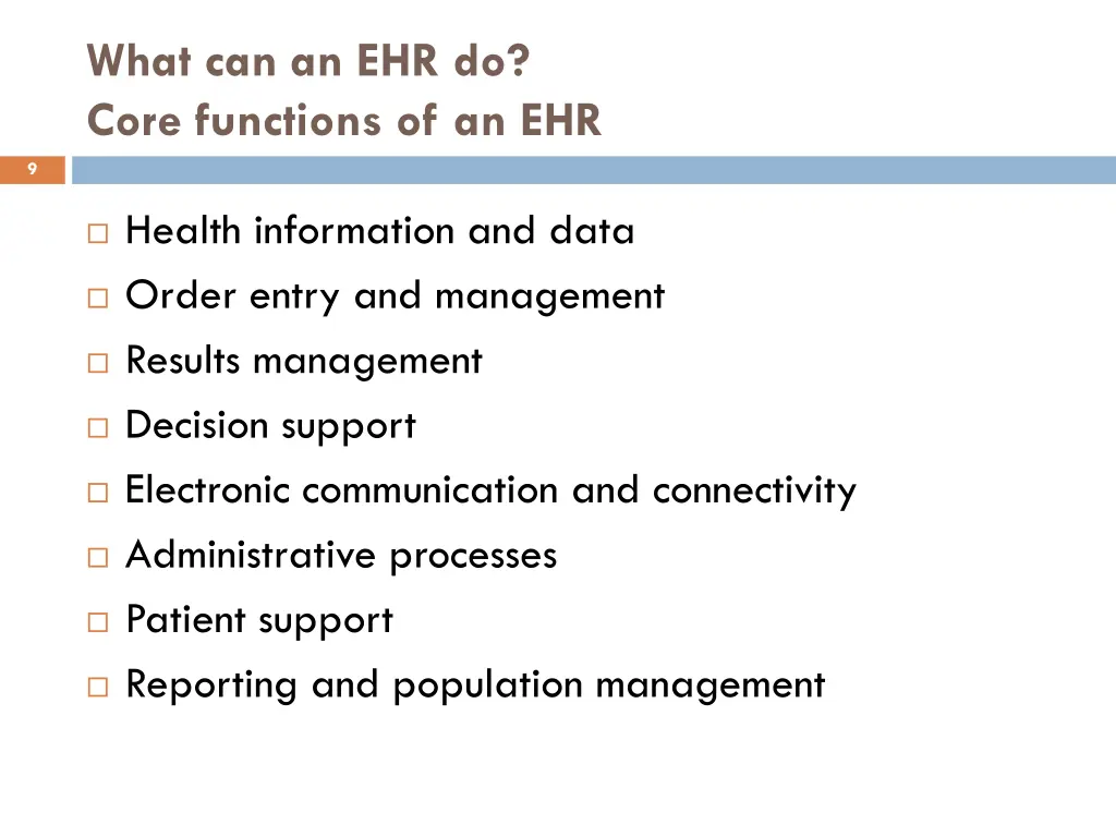 what can an ehr do core functions of an ehr