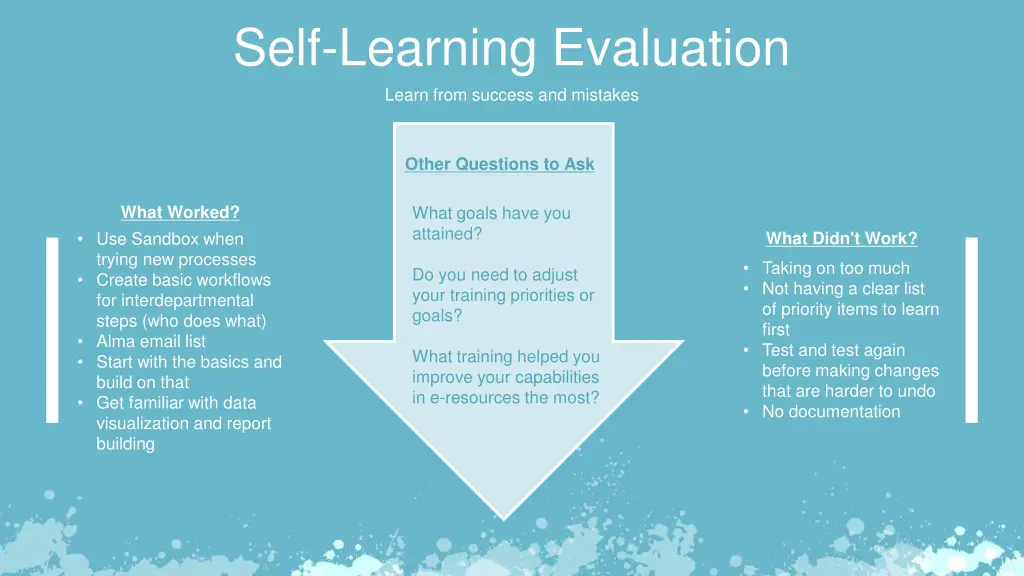 self learning evaluation learn from success