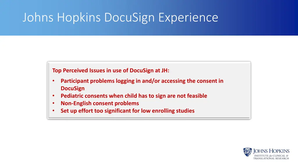 johns hopkins docusign experience